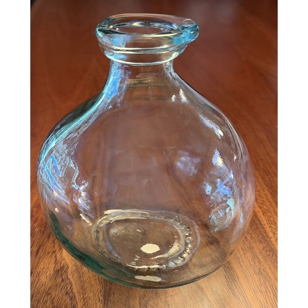 Vidrios San Miguel Bulb Vase 100% Recycled Glass Aqua Blue Handmade Spain